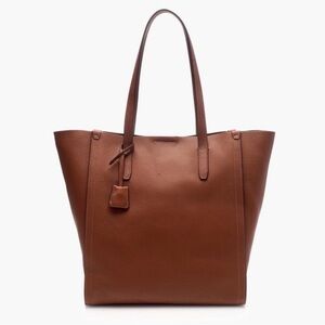 J. Crew Large Brown Signet Pebble Leather Tote Bag